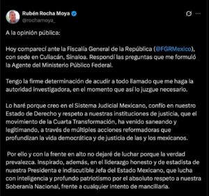 Comparecencia VIP la de Rubén Rocha Moya